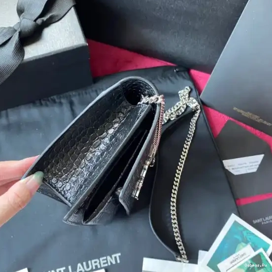 IN YSL CROCODILE-EMBOSSED SHINY SUNSET LEATHER 0523